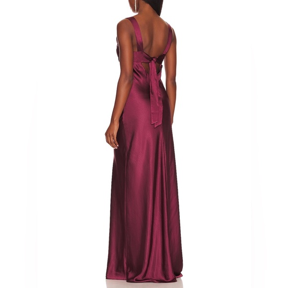 Revolve Tate Satin Cowl Neck Gown Wine - Picture 2 of 2